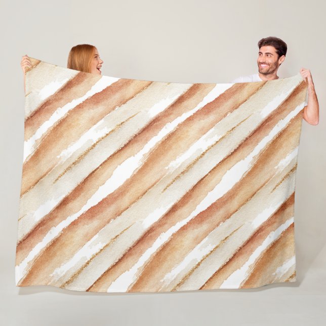 Pumpkin Peach Latte Stripes   Fleece Blanket (In Situ)