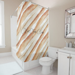 Pumpkin Peach Latte Stripes Shower Curtain