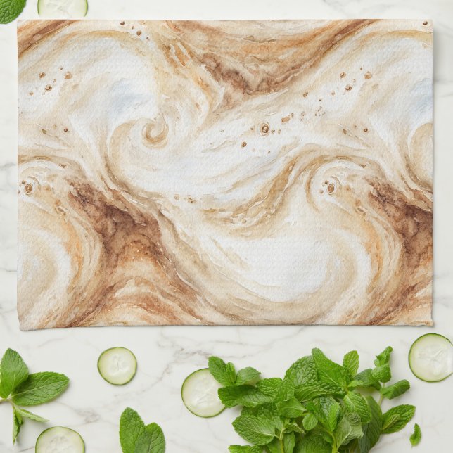 Pumpkin Peach Latte Swirls Tea Towel (Folded)