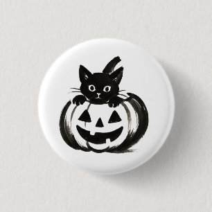 Pumpkin Peek – Black Cat Halloween Design on  3 Cm Round Badge