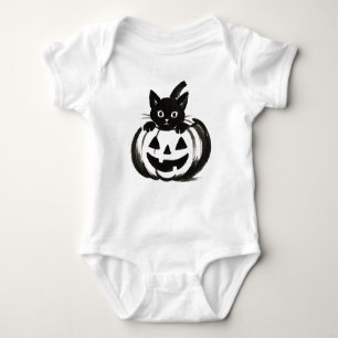 Pumpkin Peek – Black Cat Halloween Design on  Baby Bodysuit
