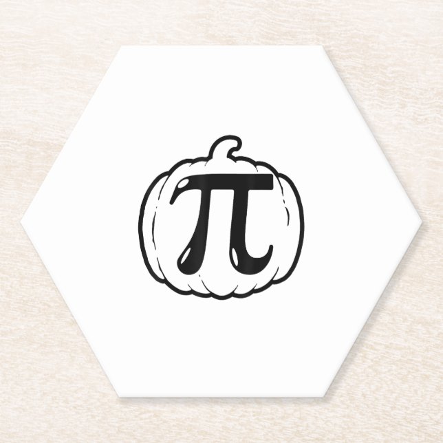 Pumpkin Pi Funny Math Halloween & Thanksgiving Pum Paper Coaster (Front)