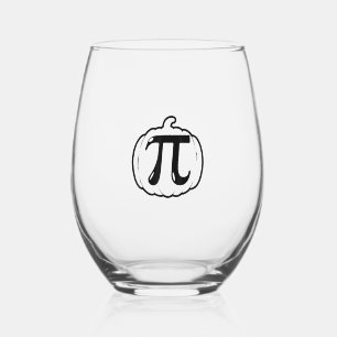 Pumpkin Pi Funny Math Halloween & Thanksgiving Pum Stemless Wine Glass