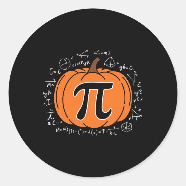 Pumpkin Pi Pie Math Teacher Funny Halloween Thanks Classic Round Sticker (Front)