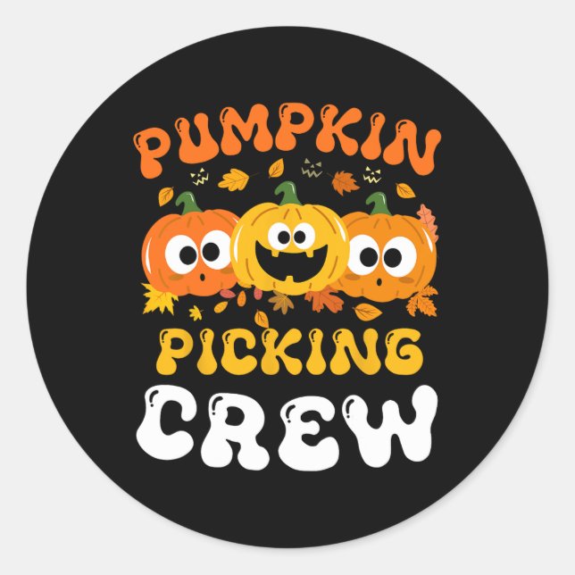 Pumpkin Picking Crew 2024 Funny Cousin Crew Hallow Classic Round Sticker (Front)