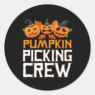 Pumpkin Picking Crew Halloween Family Matching Classic Round Sticker