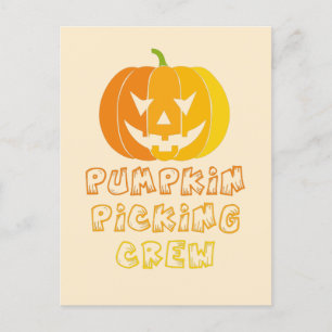 Pumpkin picking crew postcard