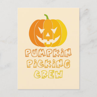 Pumpkin picking crew postcard