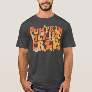 Pumpkin Picking Crew Squad Groovy Fall Autumn And T-Shirt