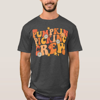 Pumpkin Picking Crew Squad Groovy Fall Autumn And  T-Shirt