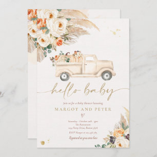 Pumpkin Pickup Truck Gender Neutral Baby Shower Invitation