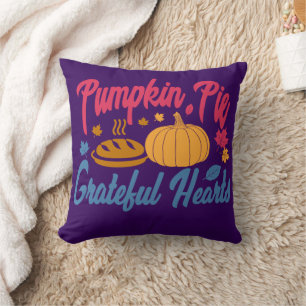 Pumpkin Pie and Grateful Hearts, Thanksgiving  Cushion