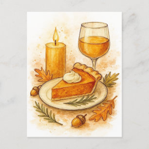 Pumpkin Pie & Apple Cider Thanksgiving Postcard