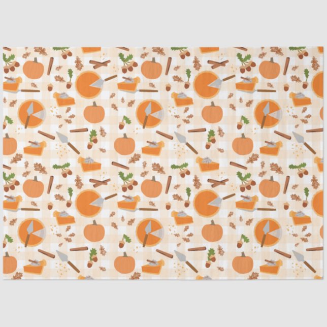 Pumpkin Pie Autumn Fall Pattern Tissue Paper (Front)