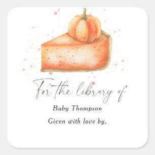 Pumpkin pie - Baby Shower bookplate Square Sticker