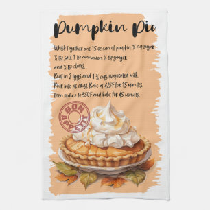 Pumpkin Pie Baking Recipe Tea Towel