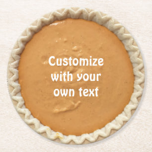 Pumpkin Pie Custom Text Round Paper Coaster