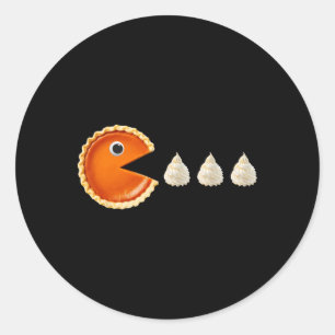 Pumpkin Pie Eating Cream Funny Thanksgiving  Classic Round Sticker