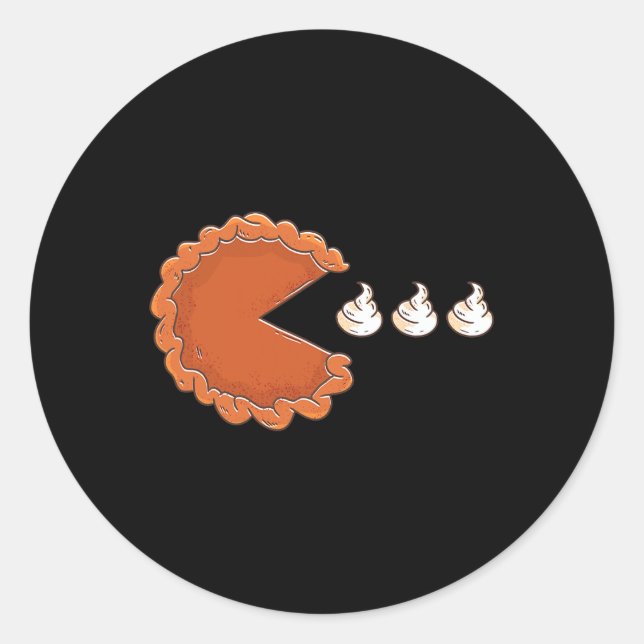 Pumpkin Pie Eating Whipped Cream Thanksgiving Day  Classic Round Sticker (Front)