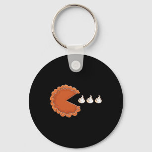 Pumpkin Pie Eating Whipped Cream Thanksgiving Day Key Ring