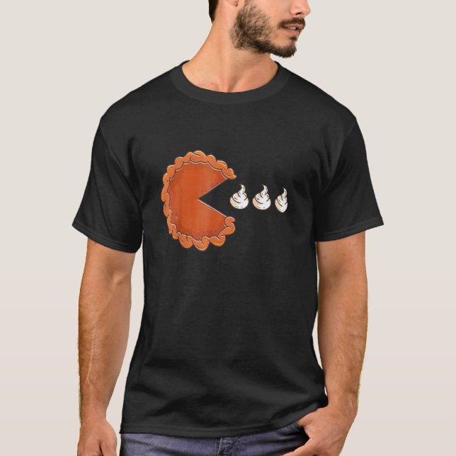 Pumpkin Pie Eating Whipped Cream Thanksgiving T-Shirt (Front)