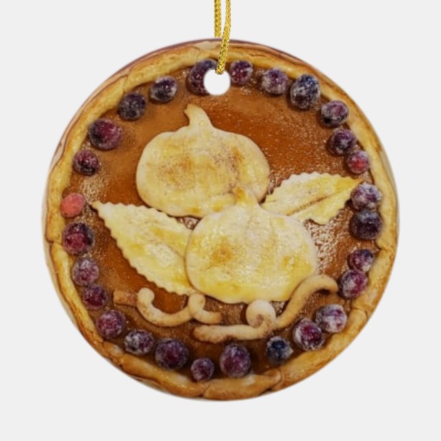 Pumpkin Pie Food Photo Christmas Ceramic Tree Decoration (Front)