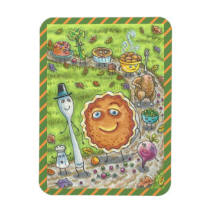 PUMPKIN PIE & FRIENDS THANKSGIVING DAY FOOD MAGNET