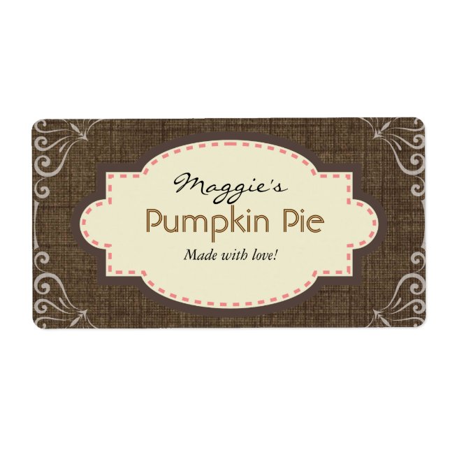 Pumpkin Pie Labels, Custom Template (Front)