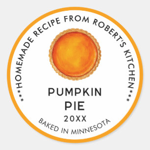 Pumpkin pie labels in orange