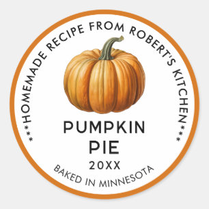 Pumpkin pie labels in orange