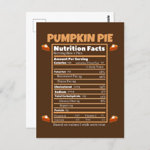 Pumpkin pie Nutrition facts Postcard