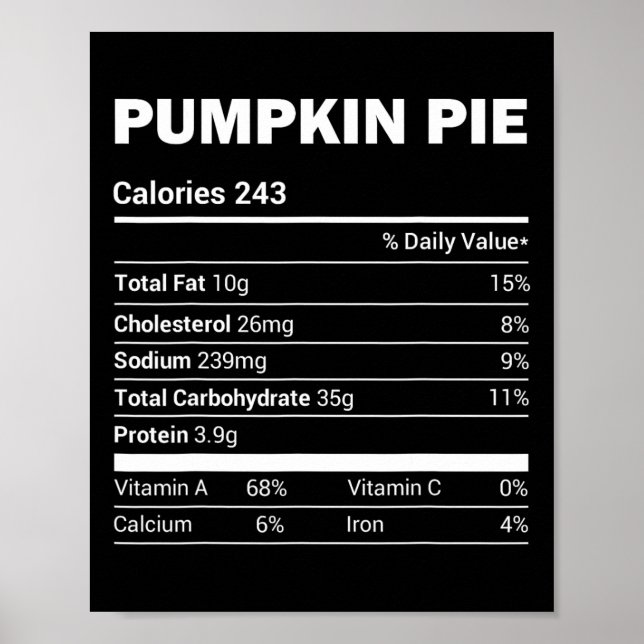 Pumpkin Pie Nutrition Tee Funny Matching Christmas Poster (Front)
