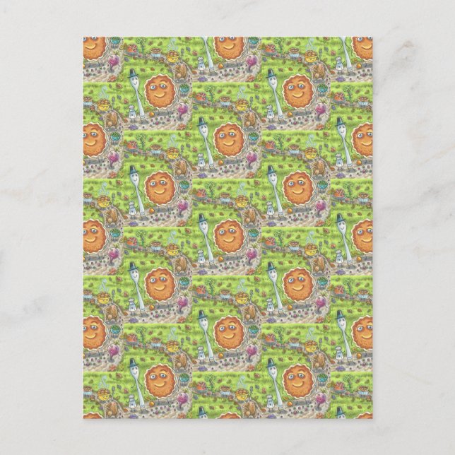 PUMPKIN PIE PARADE, THANKSGIVING FEAST CELEBRATION POSTCARD (Front)