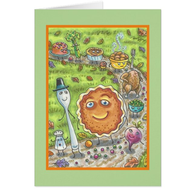 PUMPKIN PIE PARADE THANKSGIVING GREETING CARD B (Front)