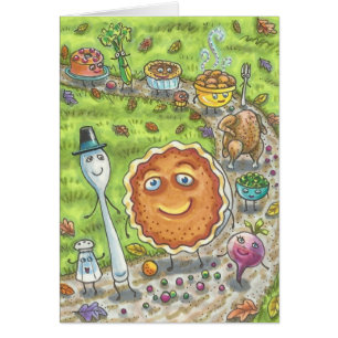 PUMPKIN PIE PARADE THANKSGIVING GREETING CARD B