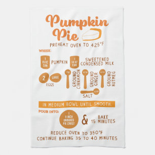 Pumpkin Pie Recipe Holiday Gift Tea Towel