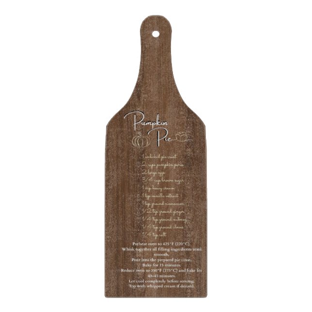 Pumpkin Pie Recipe Kitchen Glass Cutting Board (Front)
