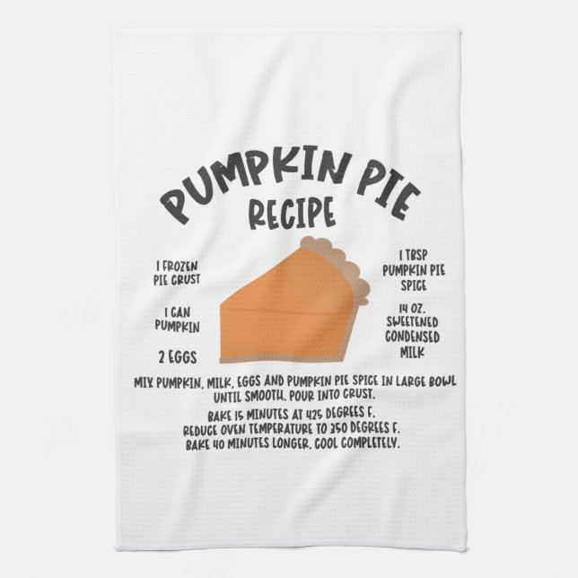 Pumpkin Pie Recipe Kitchen Towel (Vertical)