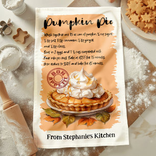 Pumpkin Pie Recipe Personalised Tea Towel