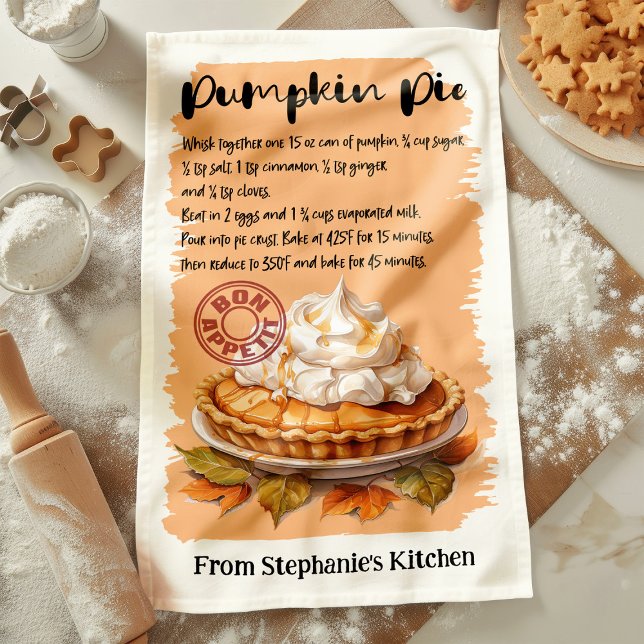 Pumpkin Pie Recipe Personalised Tea Towel (Creator Uploaded)