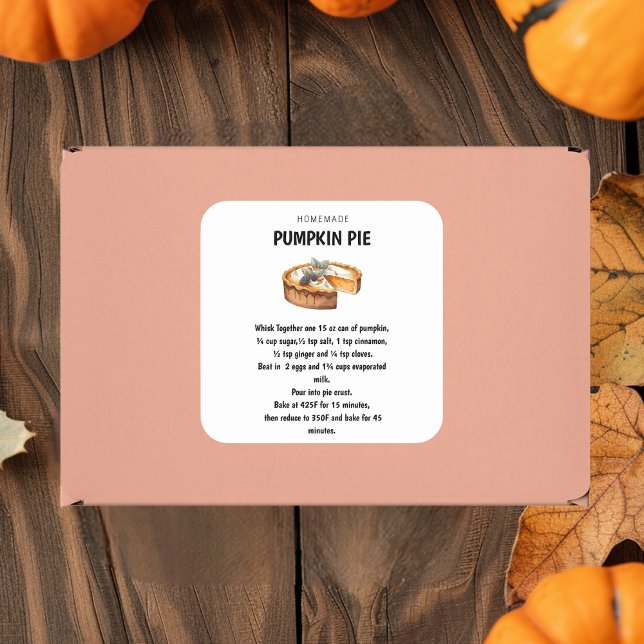 "Pumpkin Pie Recipe – Sweet and Festive Fall Square Sticker (Creator Uploaded)