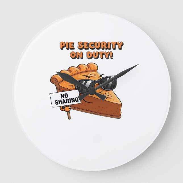 Pumpkin Pie Security Guard Funny Thanksgiving Over Large Clock (Front)