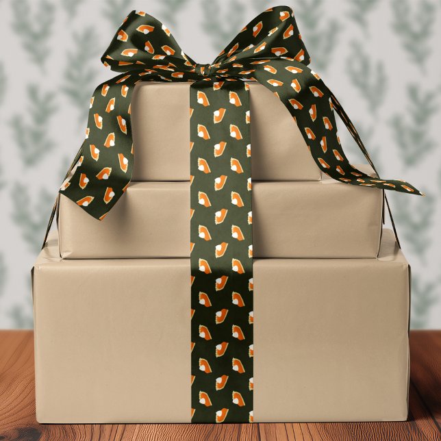 Pumpkin Pie Slice Green Thanksgiving Satin Ribbon (Creator Uploaded)
