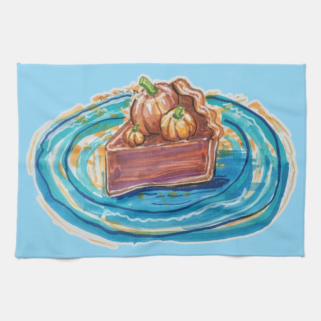 Pumpkin Pie Slice Tea Towel (Horizontal)