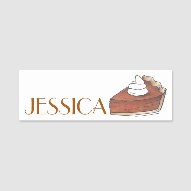 Pumpkin Pie Slice Thanksgiving Bakery Pastry Name Tag (Front)