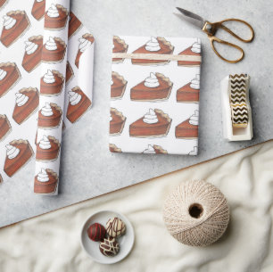 Pumpkin Pie Slice Thanksgiving Dessert Bakery Food Wrapping Paper