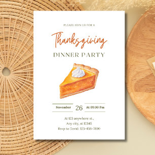 Pumpkin Pie Slice Thanksgiving Dinner Fall Party Invitation