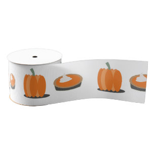 Pumpkin Pie Thanksgiving Autumn Pattern Grosgrain Ribbon