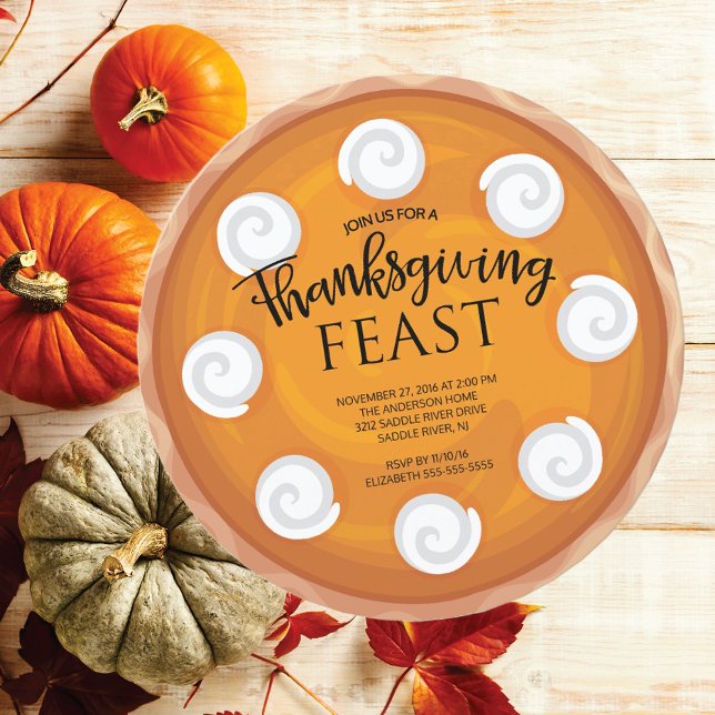 Pumpkin Pie Thanksgiving Dinner Feast Invitation (Creator Uploaded)