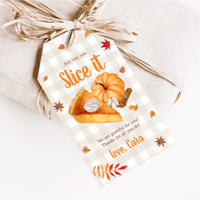 Pumpkin Pie Thanksgiving Favour Tags (Pumpkin Pie Slice It Thanksgiving Favor Tags)